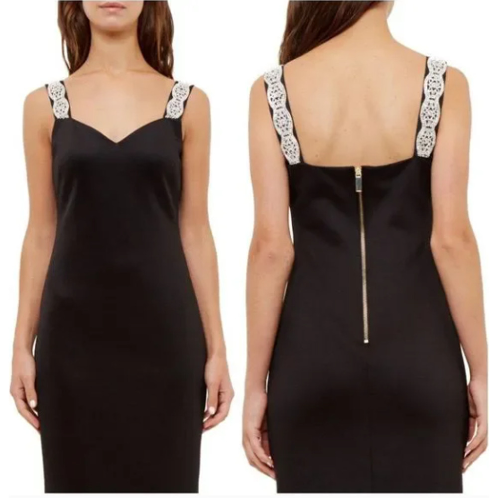 Ted Baker Women's US Size 2 Black Embellished Strap Bodycon Cocktail Formal New